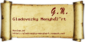 Gladovszky Menyhért névjegykártya